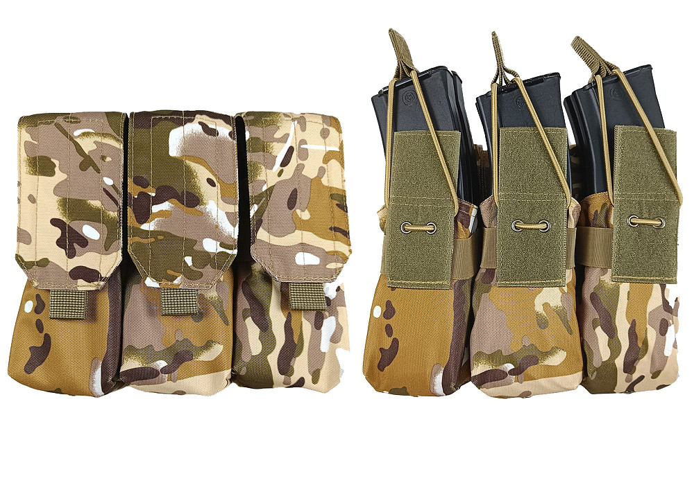Підсумок під 6 магазінів АК/РПК потрійний мультикам степовий Multicam Arid (MOLLE, підсумок на розгрузку, жилет, РПС) Коломия - фото 4