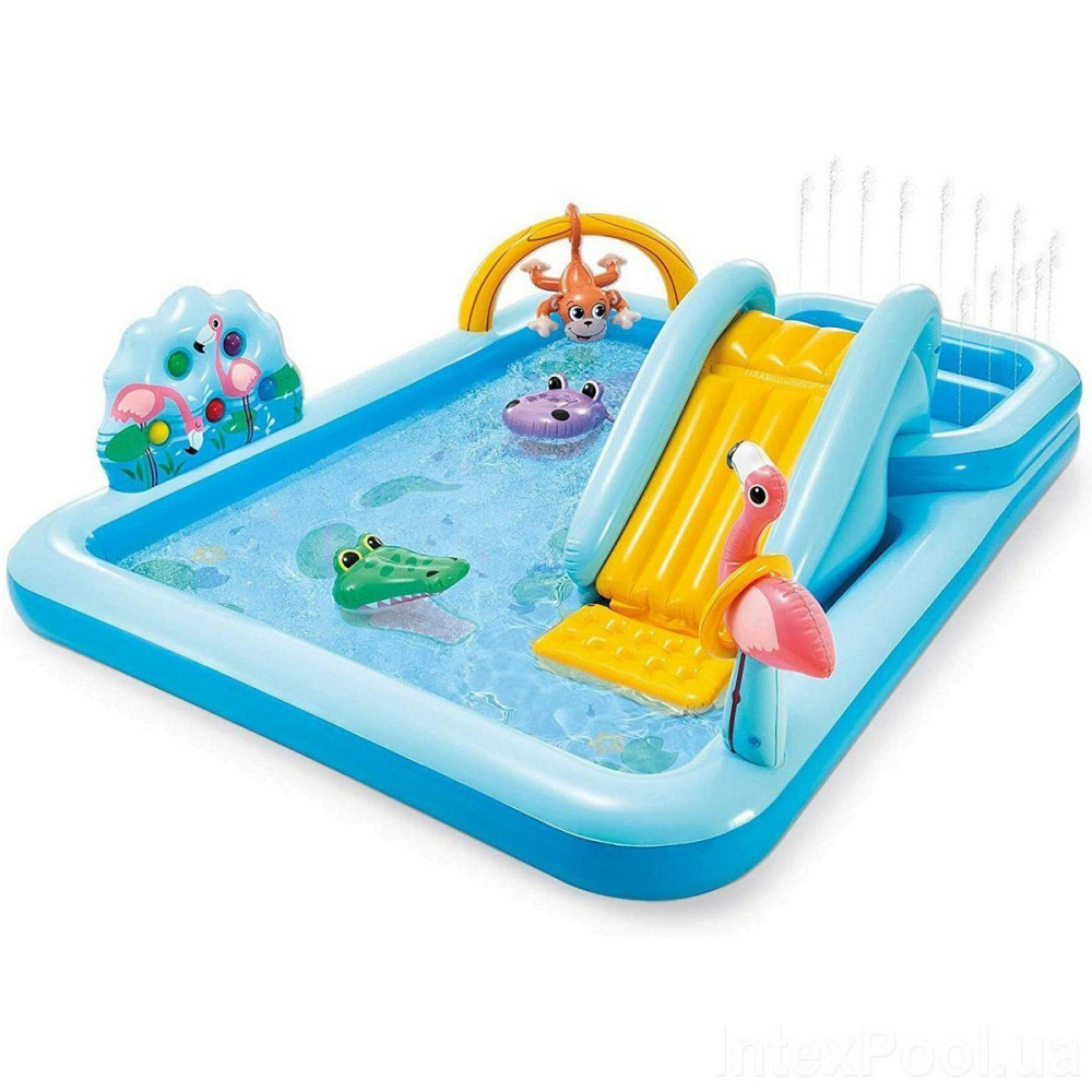 Надувной игровой центр бассейн Intex 57161 «Приключения в джунглях» 244x198x71 см, с горкой Киев - изображение 1