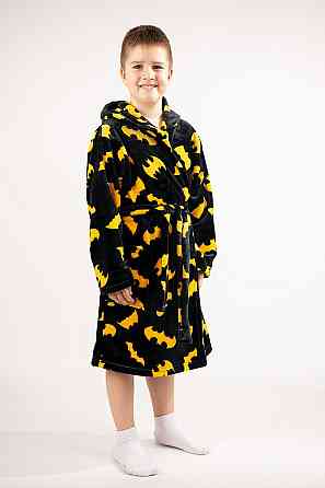 Халат детский Бэтмен для мальчика, махровый теплый, велсофт плюш, черный, халаты для мальчиков Киев