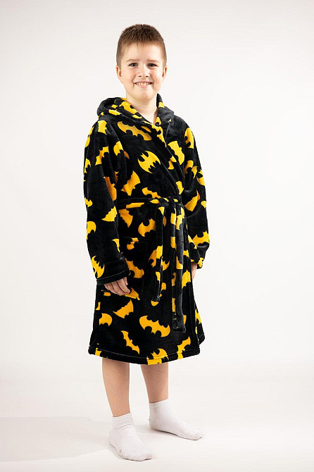 Халат детский Бэтмен для мальчика, махровый теплый, велсофт плюш, черный, халаты для мальчиков Киев - изображение 2