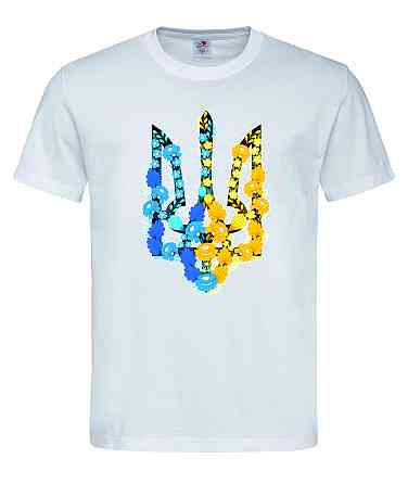 Футболка «Трезуб из цветов — символ Украины» Белый, S Городище