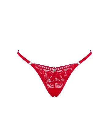 Мереживні стрінги Obsessive Lacelove thong XL/2XL Red, низька посадка Львов