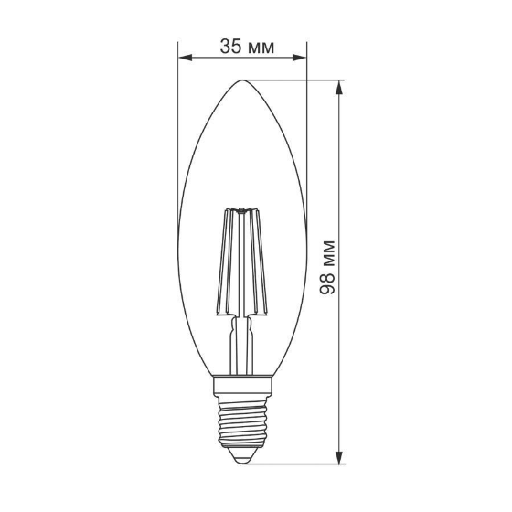Лампа C37 4W E14 4100К 220V Filament LED Titanum Житомир
