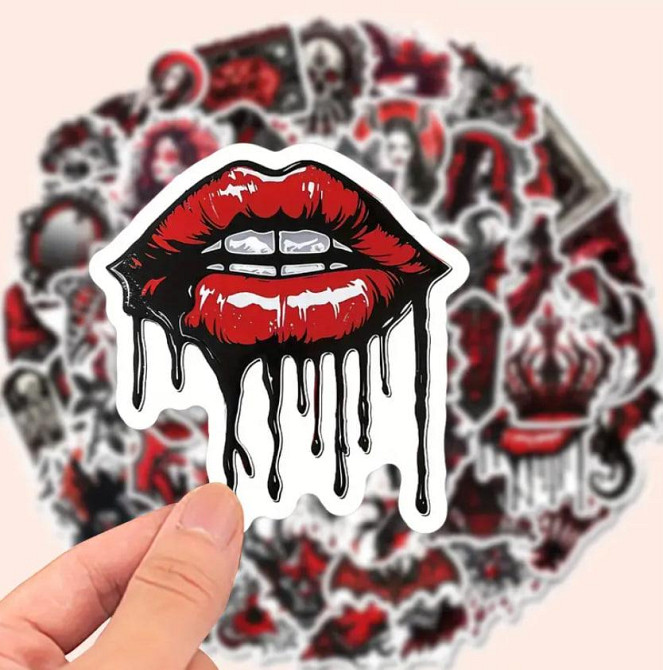 Демоничні наклейки. Водонепроникні вінілові готичні наклейки для пляшки води, комп'ютера, 50 штук Київ - фото 3