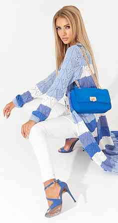 Ажурний кардиган із кишенями в смужку (42-46) Київ