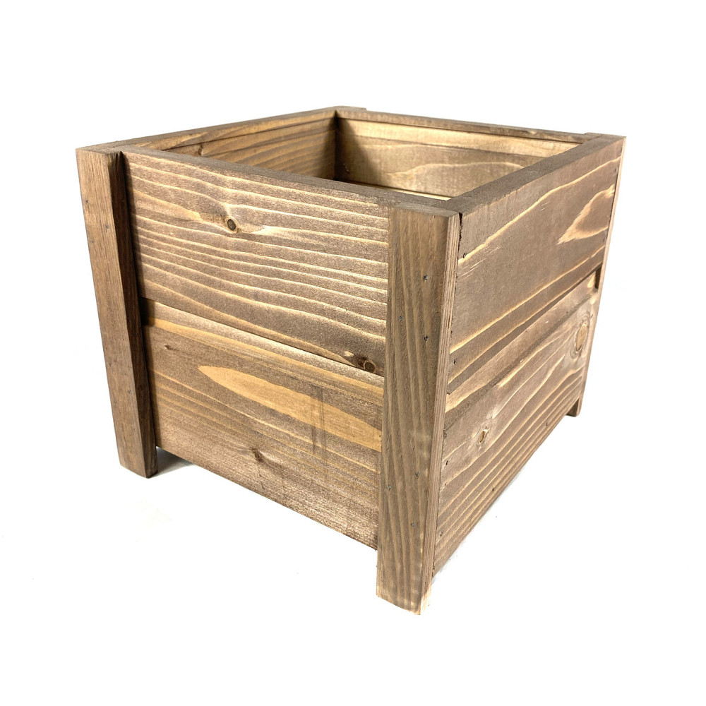 Ящик вазон садовий декоративний для квітів або для зберігання речей з натурального дерева 20х20х17,5 см Кам'янець-Подільський - фото 3