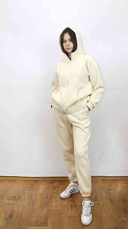 Костюм женский теплый спортивный на флисе кофта на змейке Молочный 42/44 Харьков