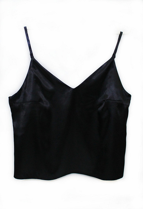 Шелковая майка на тонких бретельках Черный 3XL Харьков - изображение 6