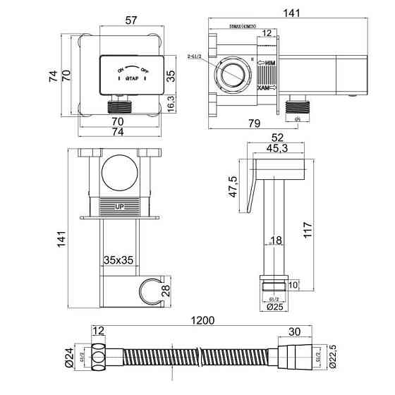Набір для гігієнічного душу Qtap Inspai-Varius квадратний прогресивний картридж QTINSVARCRMV00440701 Chrome Київ