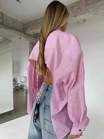 Женская стильная оверсайз рубашка с открытой спиной коттон Одесса