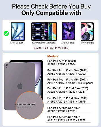 Чехол-книжка с клавиатурой для iPad Air 11-inch(M2) 2024/ iPad Air 5 2022/Air 4 2020 10.9/iPad 4-го покол. 10.9 / iPad Pro 11 2018 Днепр - изображение 6