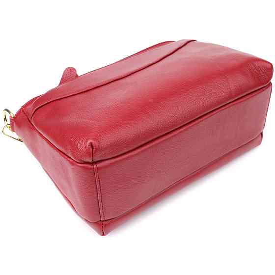 Елегантна сумка жіноча з твердим дном з натуральної шкіри Vintage 22982 Червоний Київ