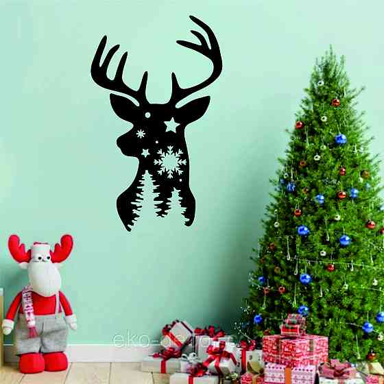 Декоративное настенное Панно «Олень», Декор на стену 70*42 см, Черный Киев