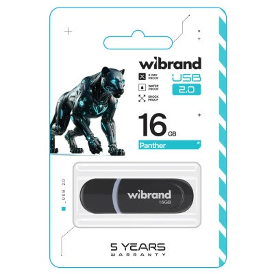 USB флеш накопитель Wibrand 16GB Panther Black USB 2.0 (WI2.0/PA16P2B) Винница - изображение 2