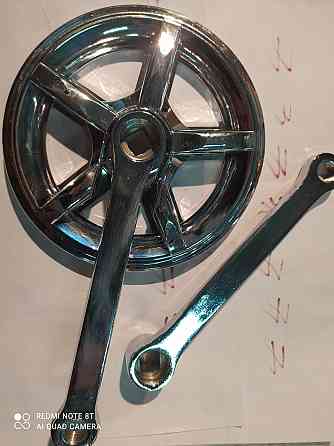 Зірка велосипедна (передня) 36T (+2 шатуни L-16 см, під квадрат, сірий, із захистом) Мукачево