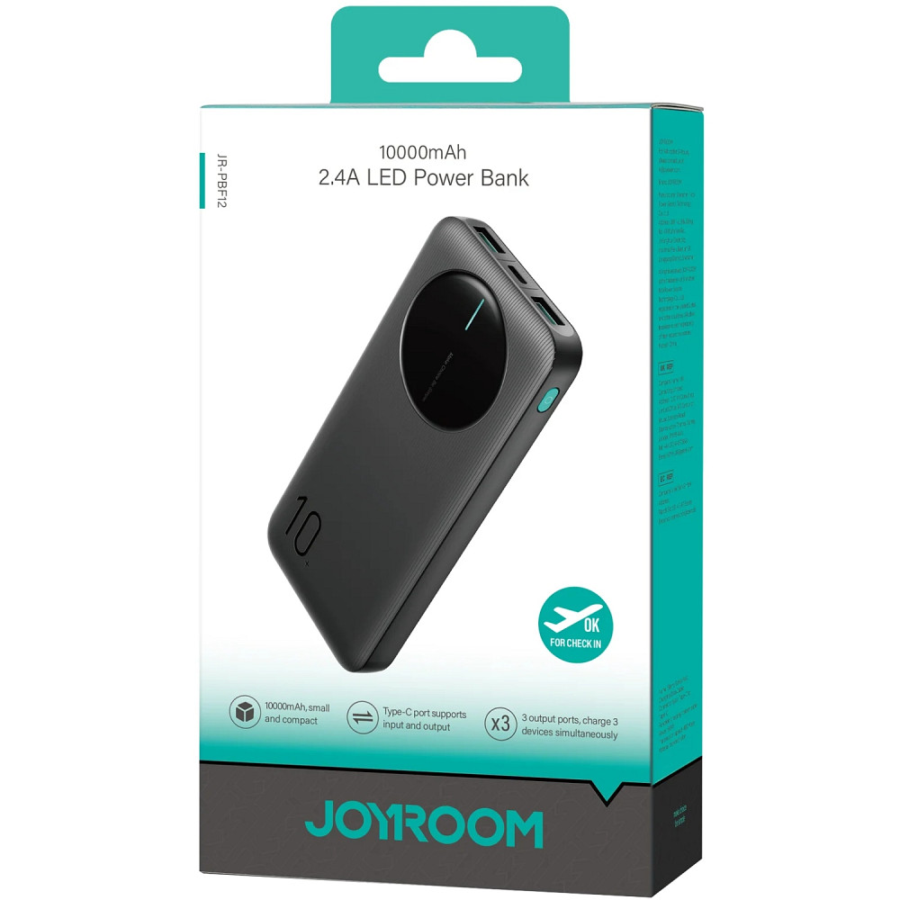УМБ Joyroom 10000mAh 12W 2xUSB-A, USB-C In/Out, Black (JR-PBF12) Вінниця - фото 6