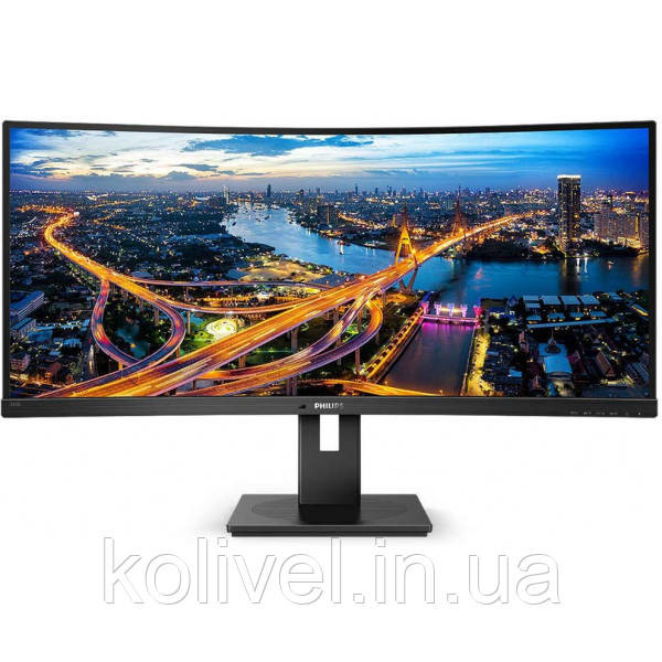 TFT 34" Philips 345B1C, VA, 3440x1440 WQHD, вигнутий, DP, HDMIx2, USB хаб, Pivot, колонки, чорний (345B1C/00) Київ - фото 1