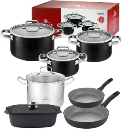 Gerlach Prime Комплект Каструлі Z Pokrywkami 6 El + Сковорідки Granitex Grey 20 28Cm +Каструля Simple 7L Киев