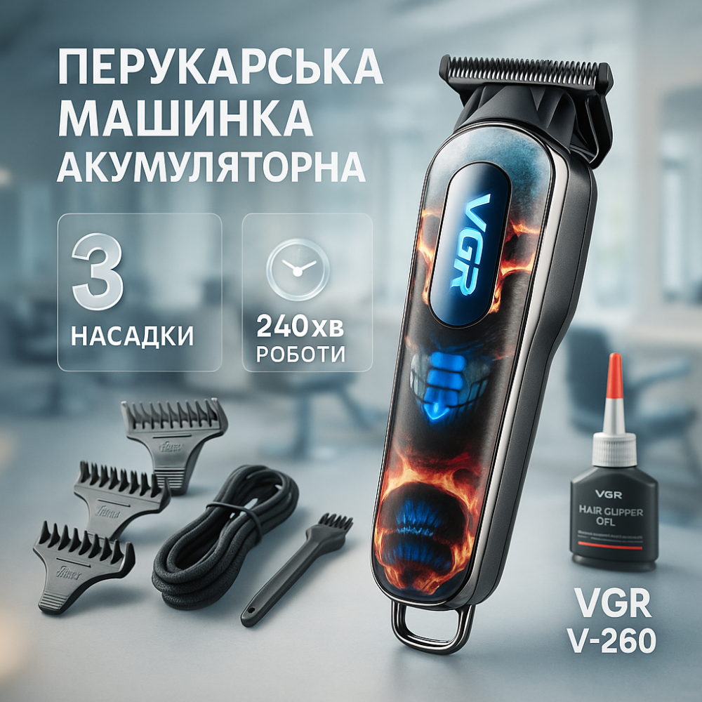 Машинка для стрижки с возможностью регулировки длины VGR, Электрическая машинка для стрижки мощная LI-91 Львов - изображение 17