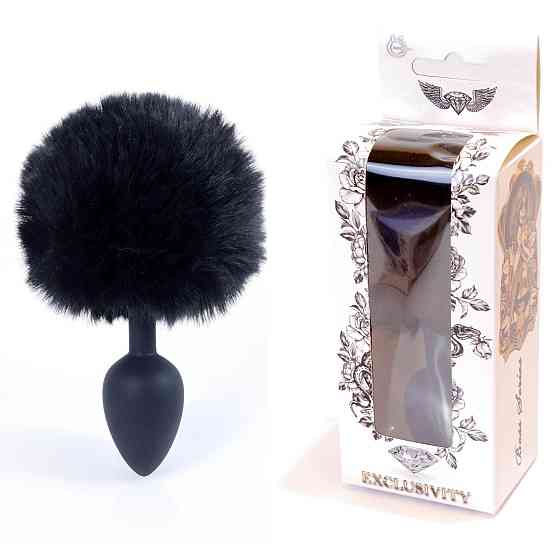 Анальная пробка ( размер S ) с хвостом Boss Series - Silicon PLUG Bunny Tail Black, BS6400100 Sex Aura Киев