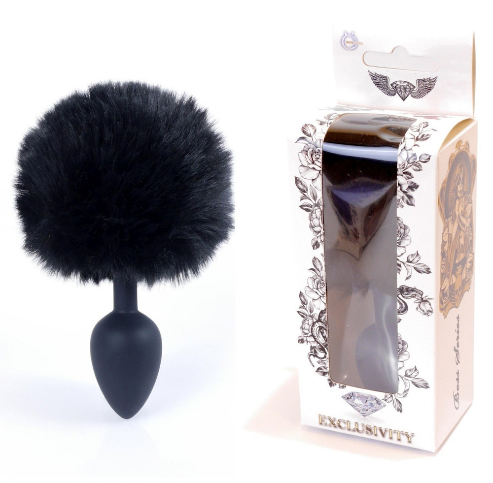 Анальна пробка (розмір S) з хвостом Boss Series - Silicon PLUG Bunny Tail Black, BS6400100 Sex Aura Київ - фото 1