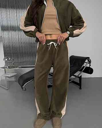 Жіночий теплий повсякденний костюм з лампасами двійка двухсторонній фліс Одеса