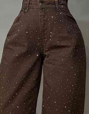 Джинси жіночі Dk-49 1720 Palazzo Baggy з камінцями широкі коричневі, коричневий, 38, 38, 77 см, 112 см Київ