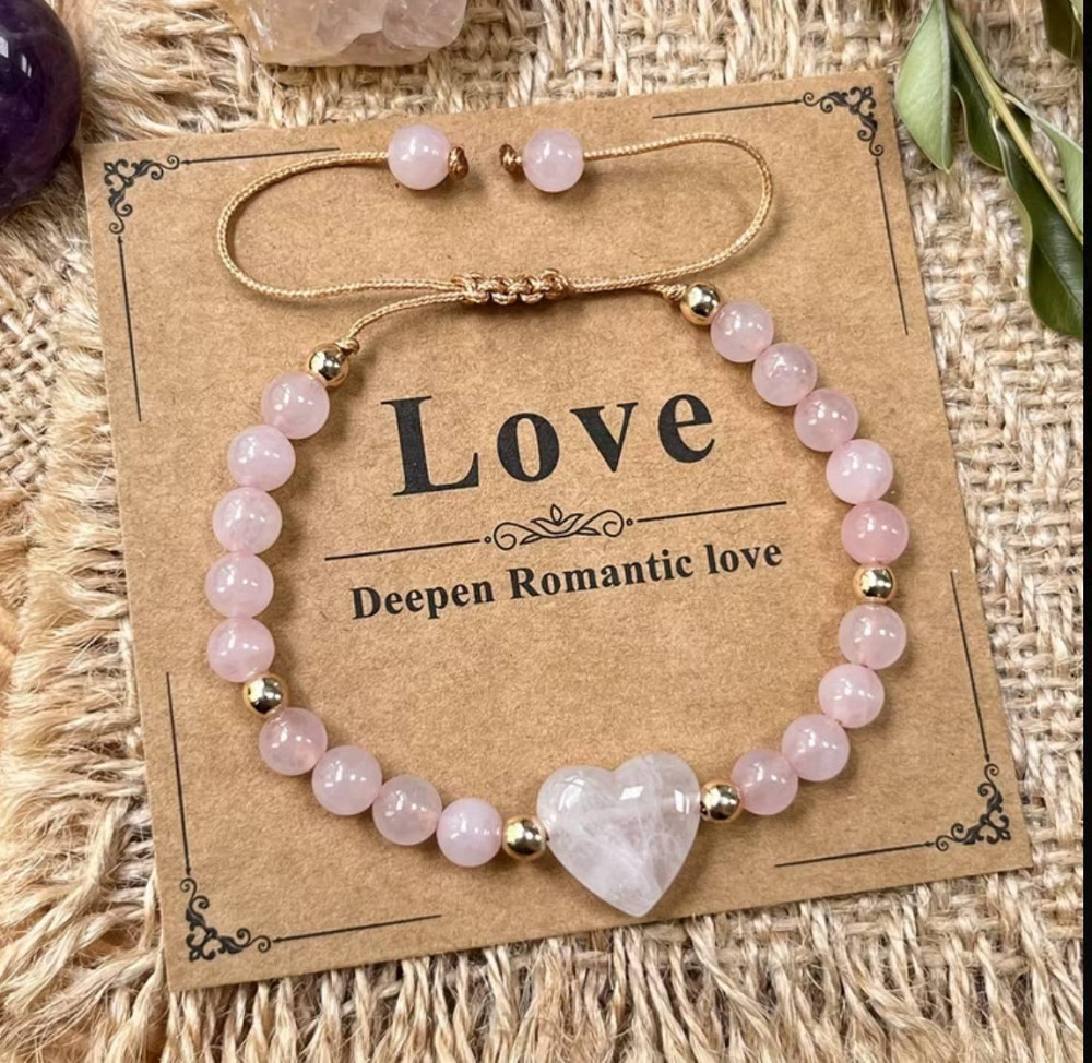 Браслет из розового кварца с сердцем – талисман любви Киев - изображение 1