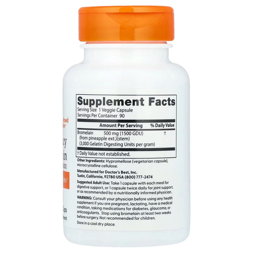 Бромелайн Doctor's Best  High Potency Bromelain 500 мг 90 капс Киев - изображение 2