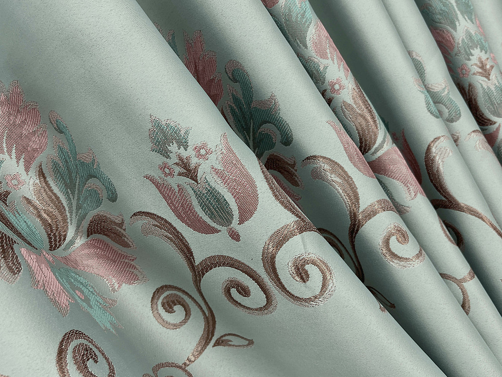 Комплект готових штор VR-Textil з вишивкою гладдю № 2052ш Світло-бірюзовий 150х270 см 2шт (33-1059) Київ - фото 6