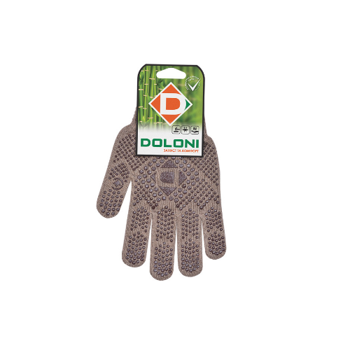 Рукавички 5702 трикотаж з малюнком ПВХ р.10(XL) клас 10 коричневий Універсал D ДКГ Житомир