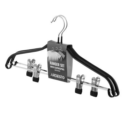 Плічка Ardesto Металеві з ПВХ покриттям З прищіпками Чорні 42 см 2 шт. (ARHC2802BC) Вінниця - фото 2