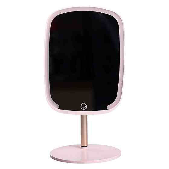 Настільне дзеркало з підсвічуванням 23х18 см для макіяжу на ніжці Рожеве HP-10-6AP Коломия