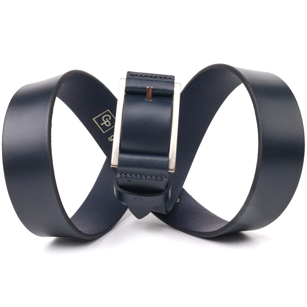 Элегантный мужской ремень под брюки из натуральной кожи Grande Pelle 21452 Синий Киев - изображение 7