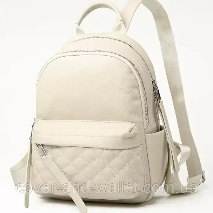 Женская сумка-рюкзак из натуральной кожи в белом цвете Puos Киев - изображение 1