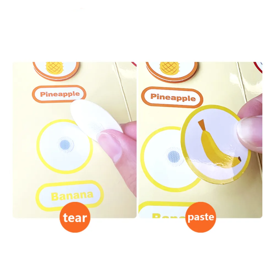 Детская развивающая книга Busy Book Монтессори,тактильная книга с липучками Keybaby для детей,бизибук, Fruits Каменец-Подольский