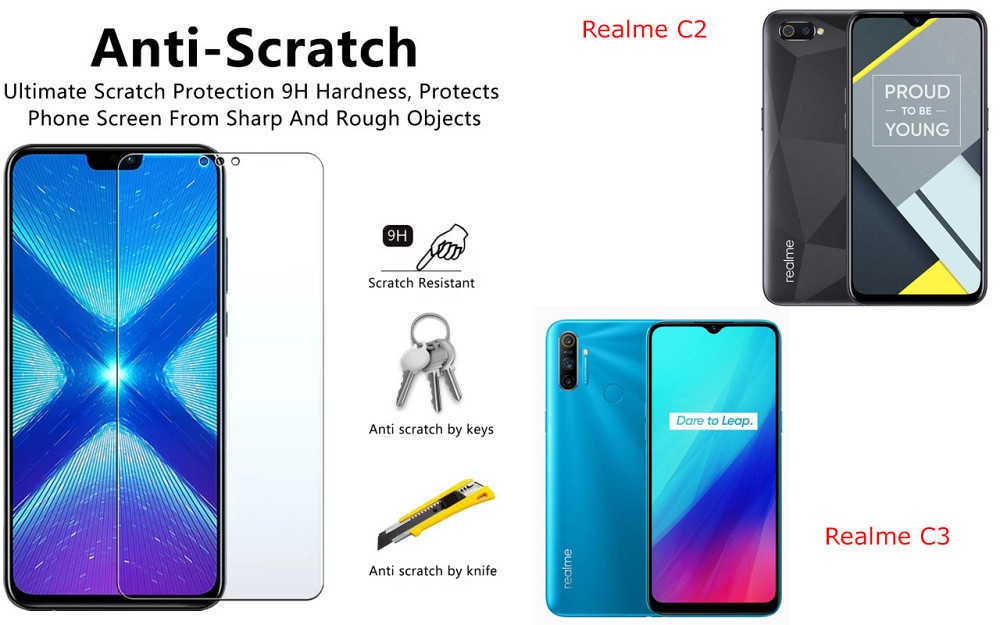Защитное стекло NeoGlass для Realme C2, Realme C3 – ультрапрозрачное и устойчивое Киев - изображение 1