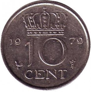 Монета 10 центів. 1979 рік, Нідерланди. Полтава - фото 1