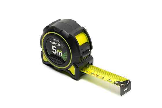 WERTVOLL Рулетка WERTVOLL 5 м×27 мм фіксатор полотна кнопка STOP покриття TPR нейлонове покритт Киев