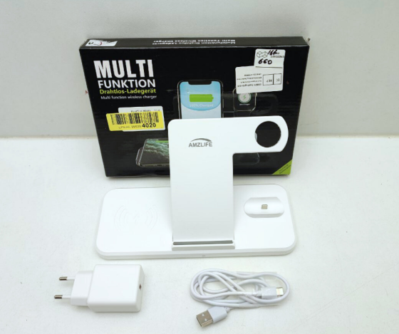Безпровідна зарядка для телефону AMZLIFE 15W 3в1 (біла) Луцьк