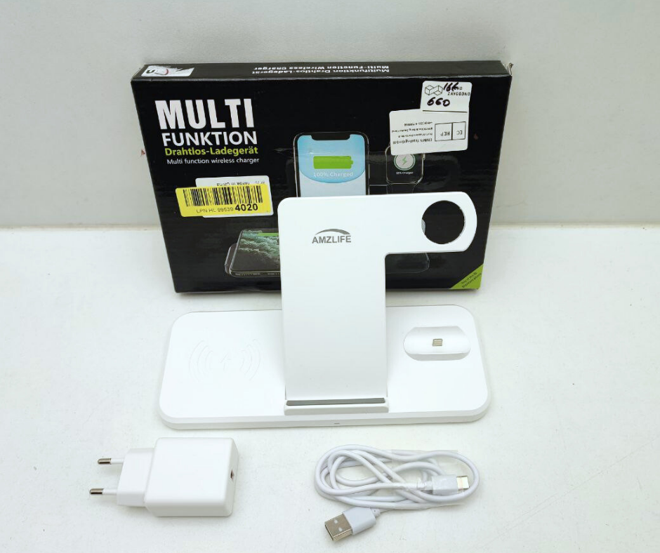 Безпровідна зарядка для телефону AMZLIFE 15W 3в1 (біла) Луцьк - фото 1