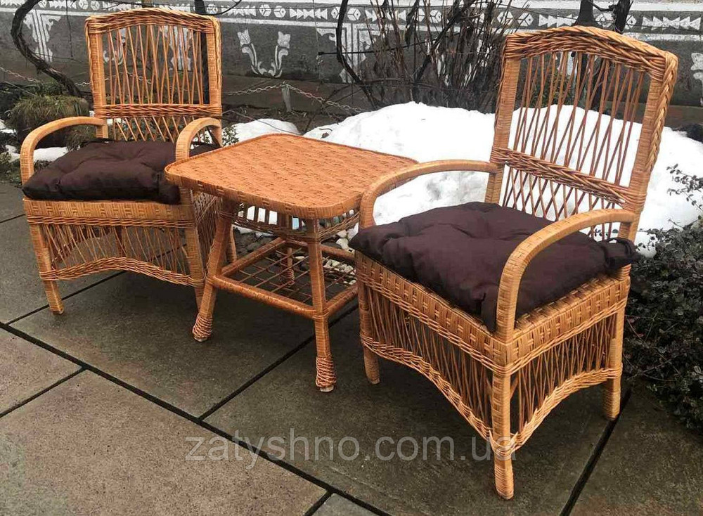 Меблі з лози з квадратним столом | меблі з лози на подарунок Київ - фото 3