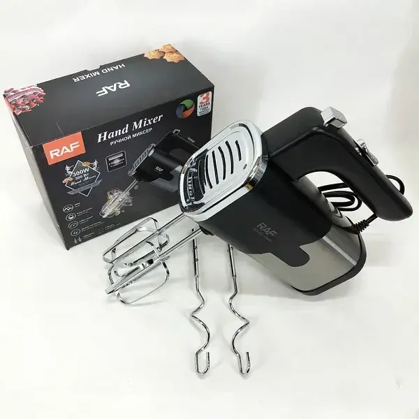 Міксер ручний для кухні 300 Вт на 5 швидкостей RAF R-6630 ркжим турбо, 4 насадки для збивання та замісу, PT Одеса - фото 5