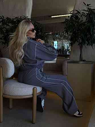 Женский стильный костюм двойка: кофта и штаны в спортивном стиле купра с бархатным напылением Серый, 44/46 Одесса