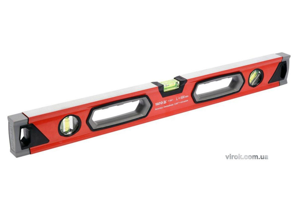 Рівень алюмінієвий YATO : L= 60 см. 3 капсули, 2 ручки [10/40/480] Одеса - фото 1