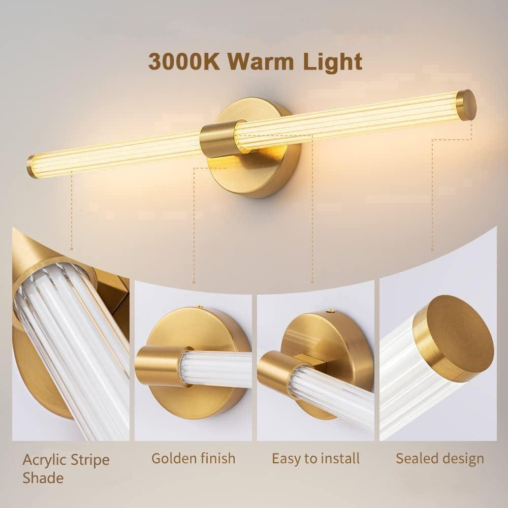 Світильник настінний LED, Бра золотистий 2W, 960 лм, 4000K, лінійне сучасне освітлення для ванної, спальні, вітальні Київ - фото 2