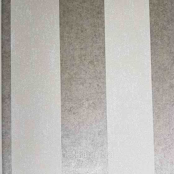Шпалери флізелінові еко Rasch Kerala 0.53х10 м смуги широкі сірі і молочні ефект потертості Київ