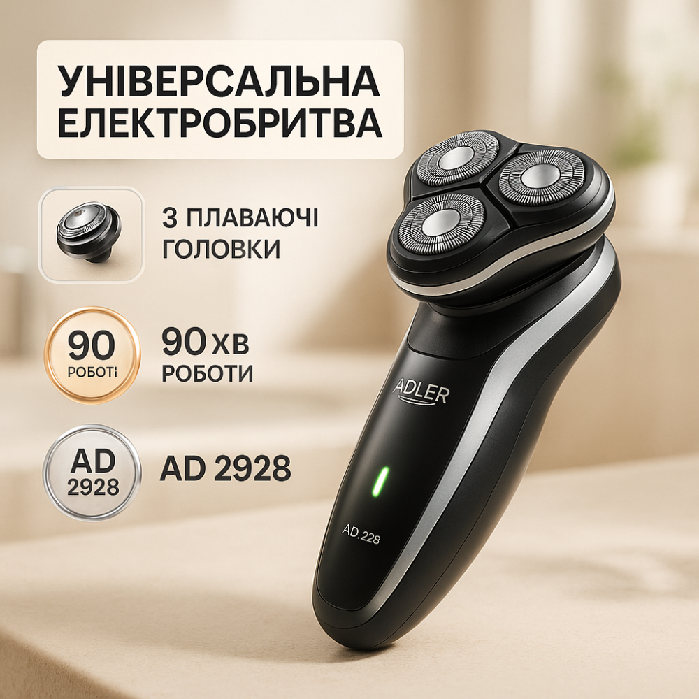 Бритвы электрические ADLER, Мужская бритва на батарейках, Электрическая мужская бритва для бороды MB-26 Львов - изображение 9