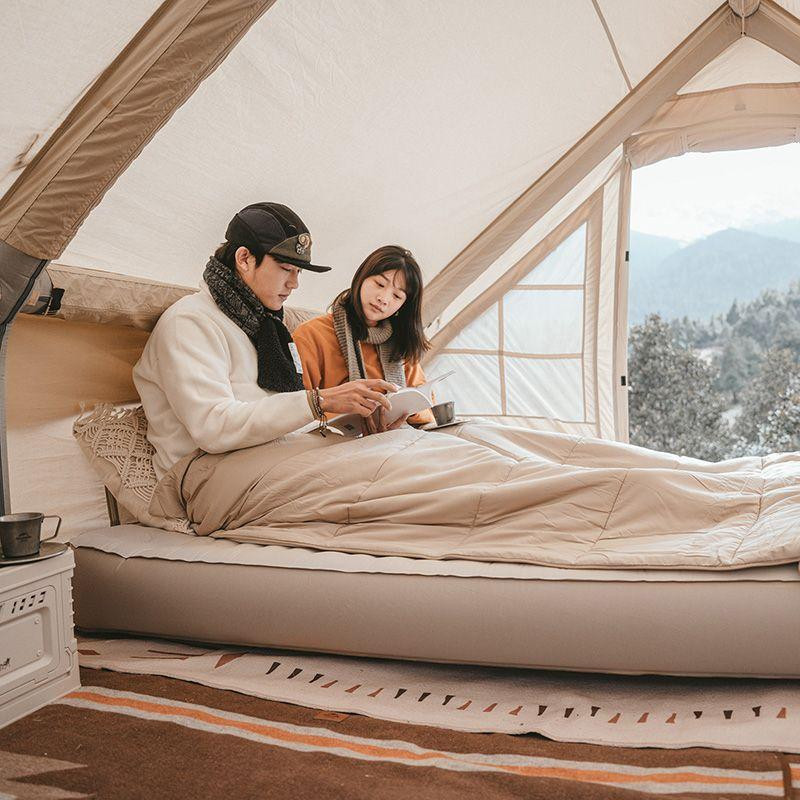 Матрац надувний 20 см подвійний із вбудованою помпою Naturehike CNH22DZ024, бежевий Киев - изображение 5