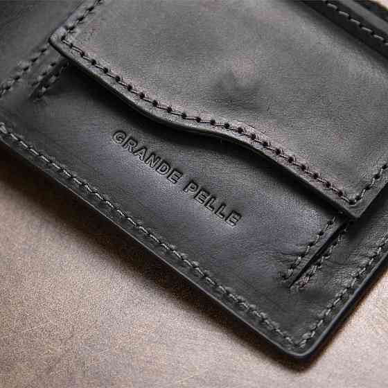 Матовое кожаное портмоне GRANDE PELLE 11457 Черный Киев